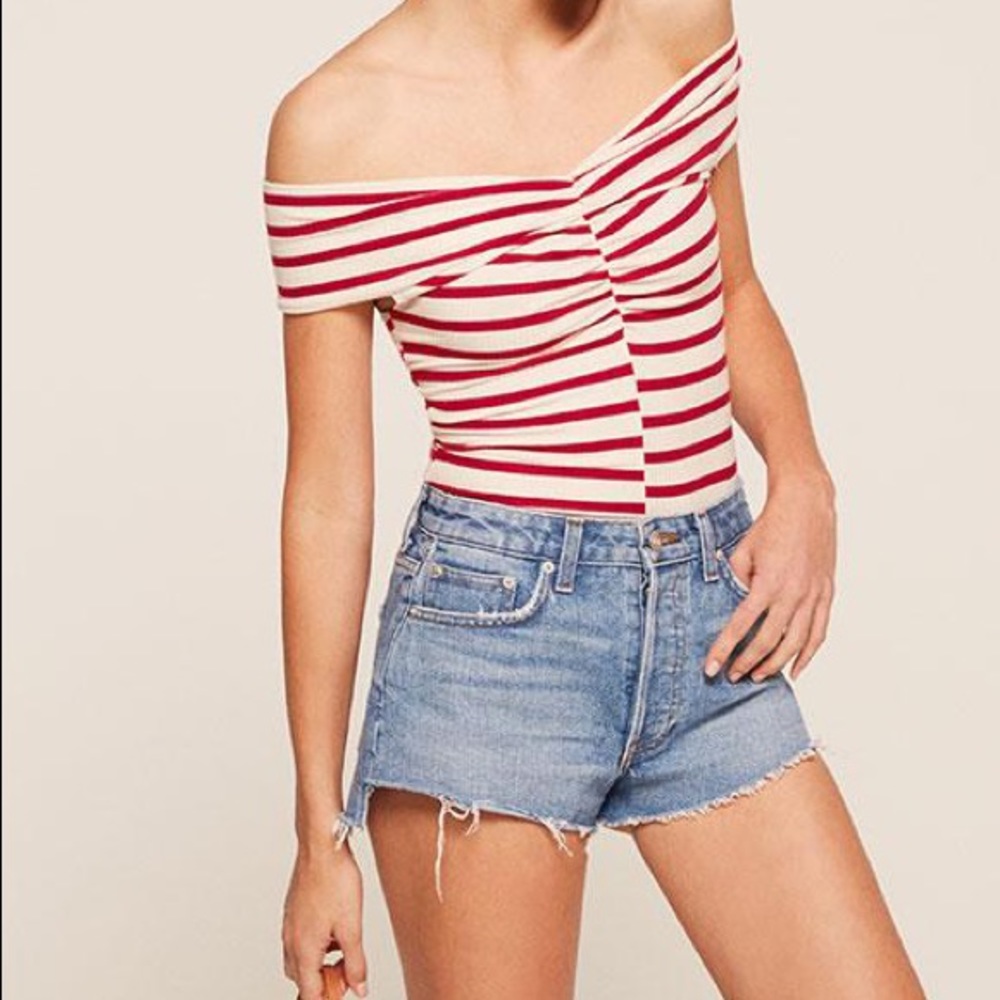 Reformation OTS Striped Top; size medium